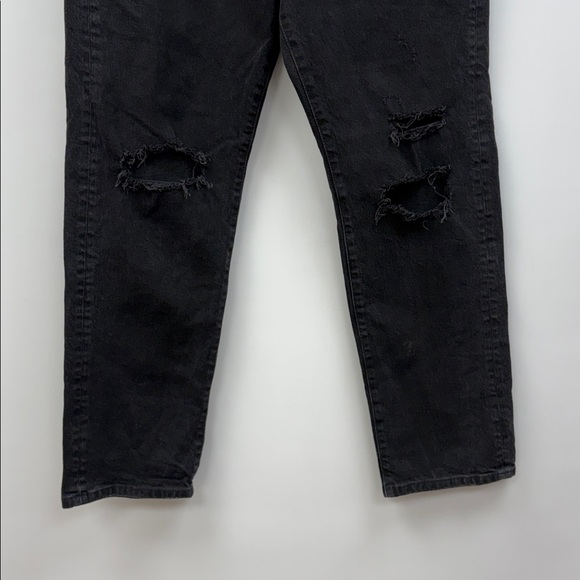 Free People We the Free Bren Relaxed High Rise Jeans Black Distressed Denim 30 - Picture 5 of 10